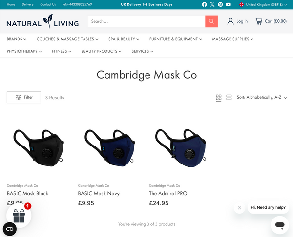 Cambridge Masks Now Available at Health Store, Natural Living UK