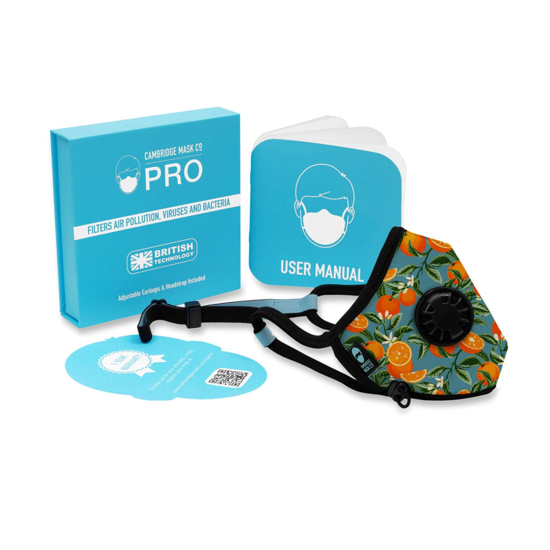 Image of The Marmalade Pro Mask with the Box, User Manual and Warranty Card