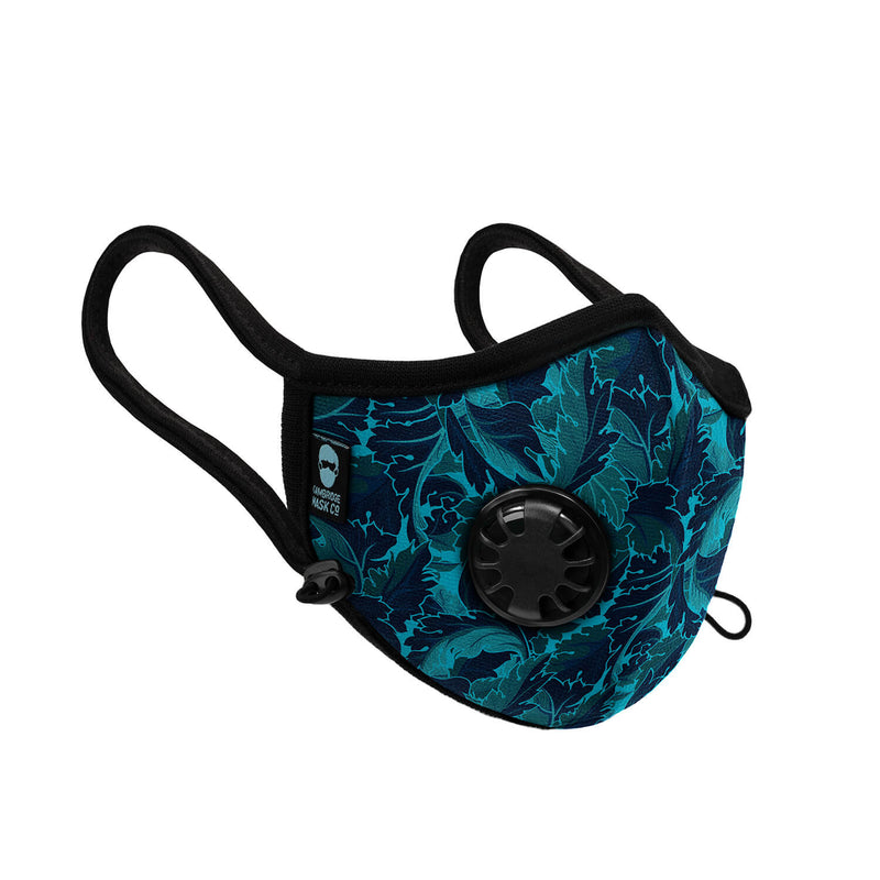 Font side angle image of The Botanist Pro Mask with the Valve 