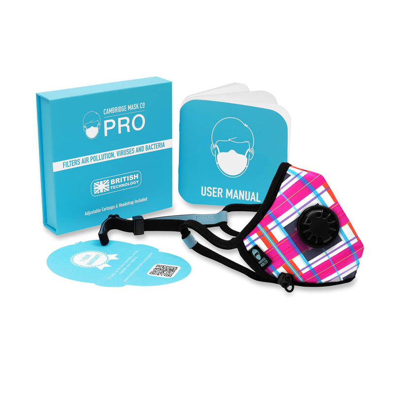 Image of The LadyMacbeth Pro Mask with the User manual, Box and Warranty
